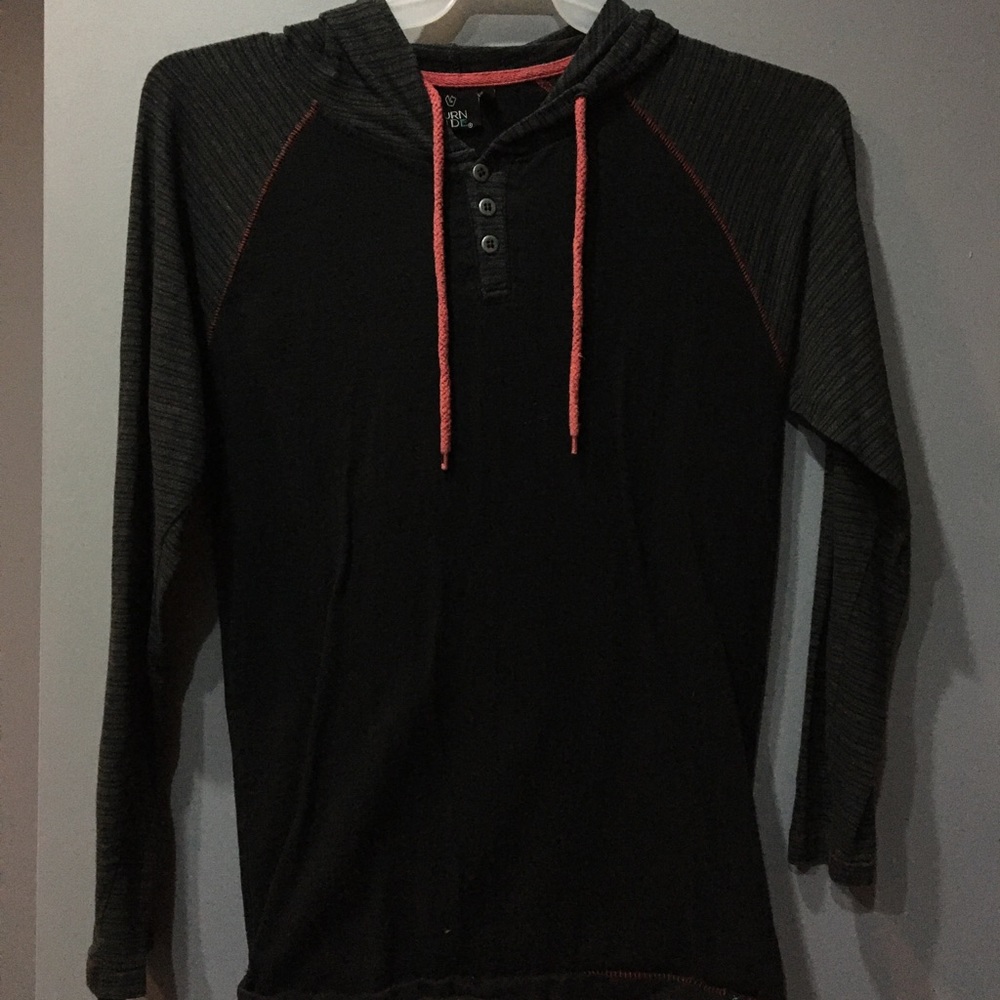 Hooded Athletic Fit Long sleeve Black Raglan Shirt